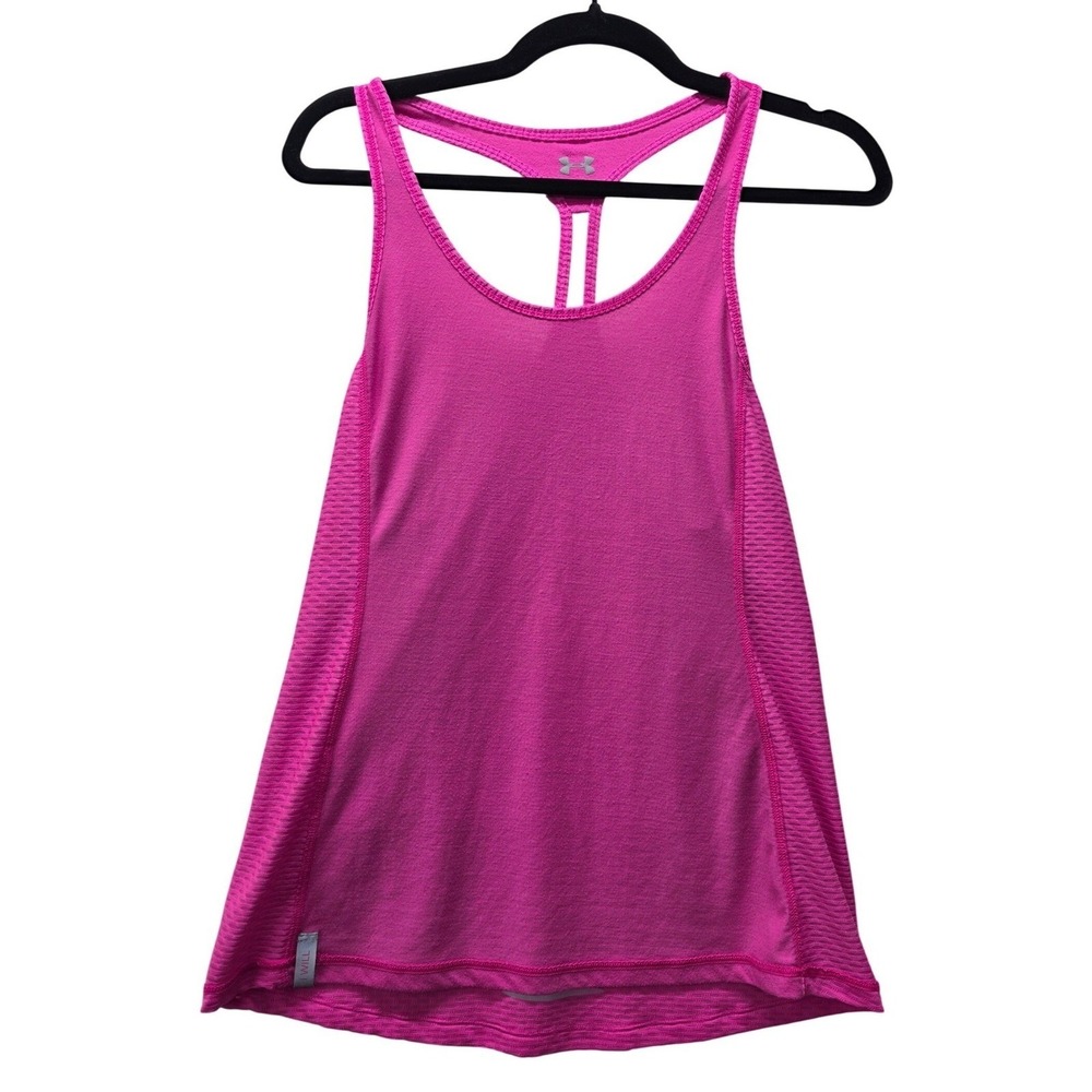 Under Armour‎ Womens Pink HeatGear Racerback Mesh Athletic Tank Top Size M